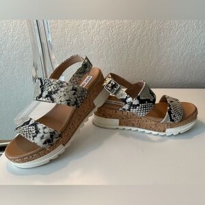 Steve Madden Snake Print Cork Wedge Sandals